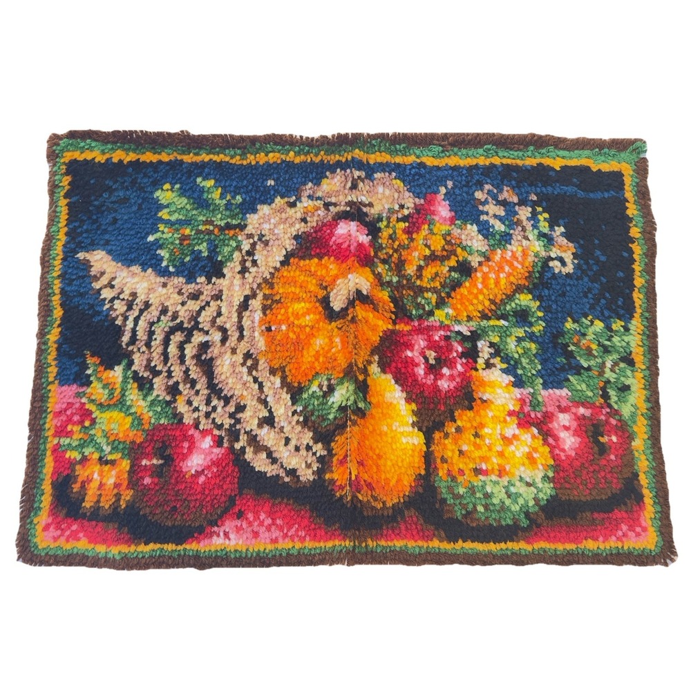 Wonderart Latch Hook 20"x30" Country Harvest 426405 Wall Hanging Completed